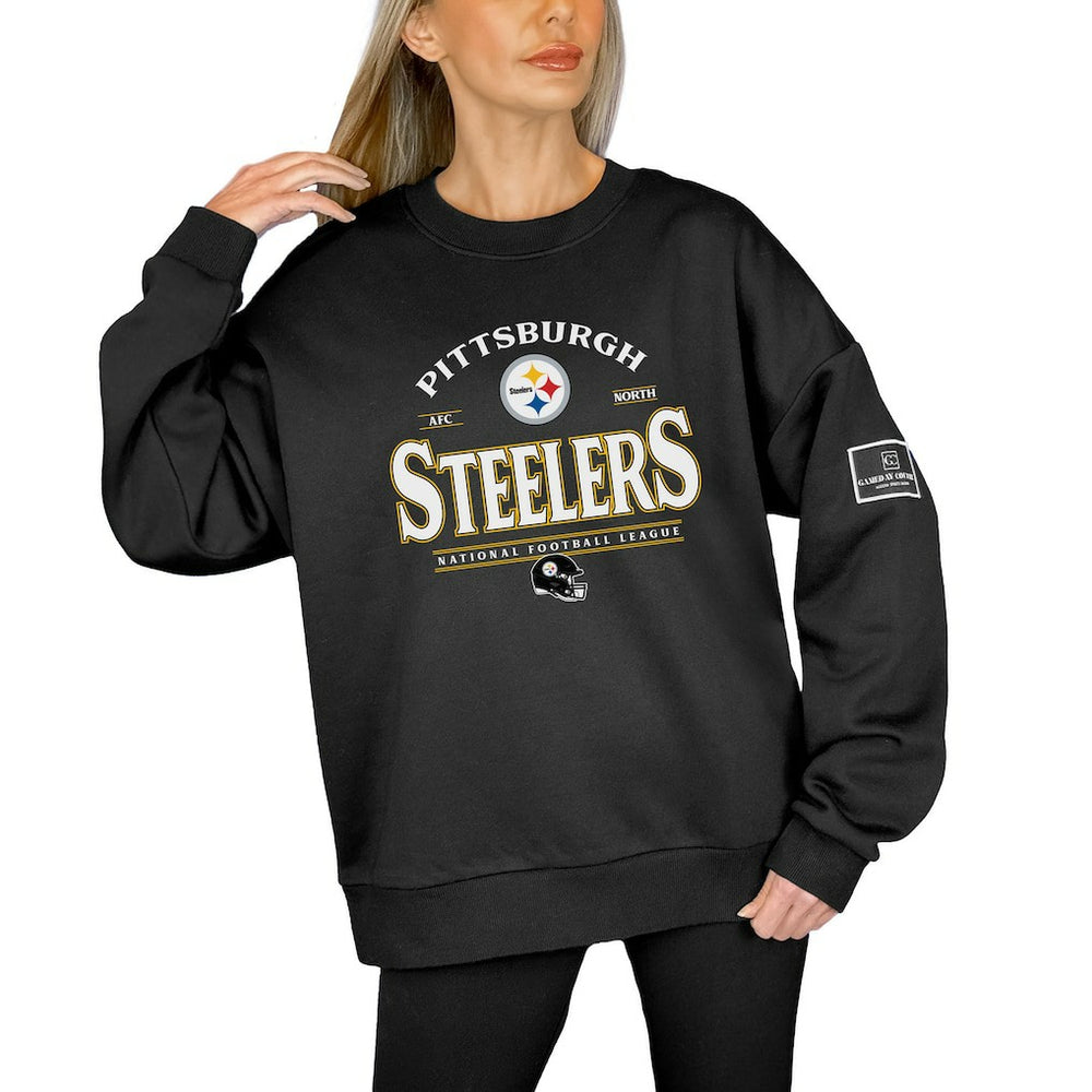 Pittsburgh Steelers Gameday Couture Women's Oversized Players Only Black Label Pullover Sweatshirt Black - NFL