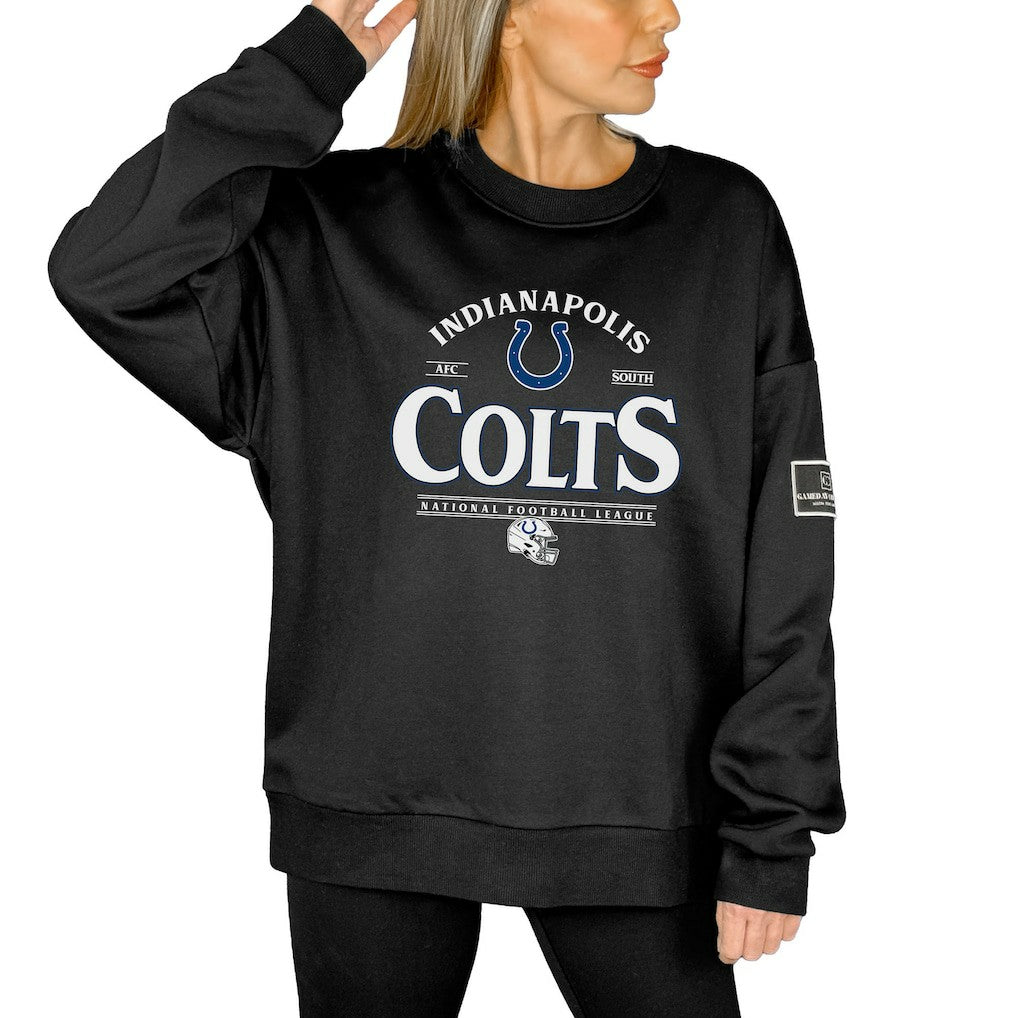 Indianapolis Colts Gameday Couture Women's Oversized Players Only Black Label Pullover Sweatshirt Black - NFL