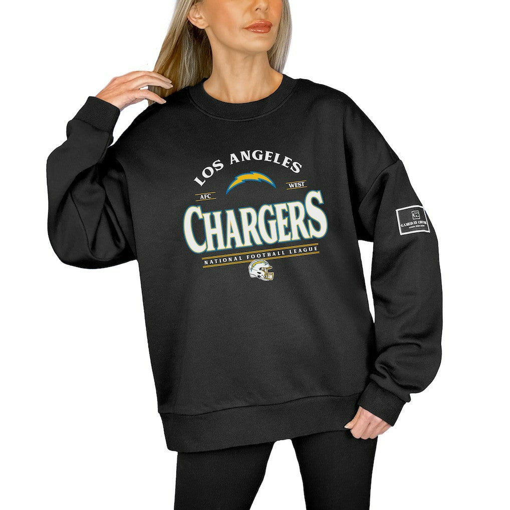 Los Angeles Chargers Gameday Couture Women's Oversized Players Only Black Label Pullover Sweatshirt Black - NFL