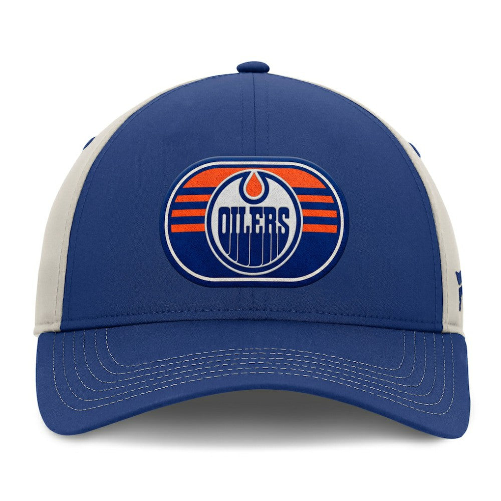 Edmonton Oilers - Fanatics 2025 Stanley Cup Playoffs Locker Room Trucker Adjustable Hat Royal/Gray