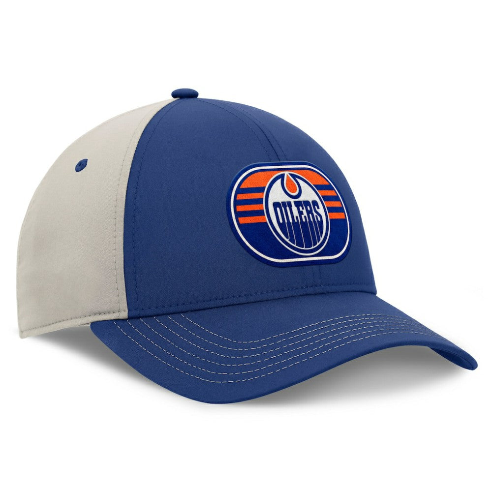 Edmonton Oilers - Fanatics 2025 Stanley Cup Playoffs Locker Room Trucker Adjustable Hat Royal/Gray