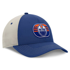 Edmonton Oilers - Fanatics 2025 Stanley Cup Playoffs Locker Room Trucker Adjustable Hat Royal/Gray