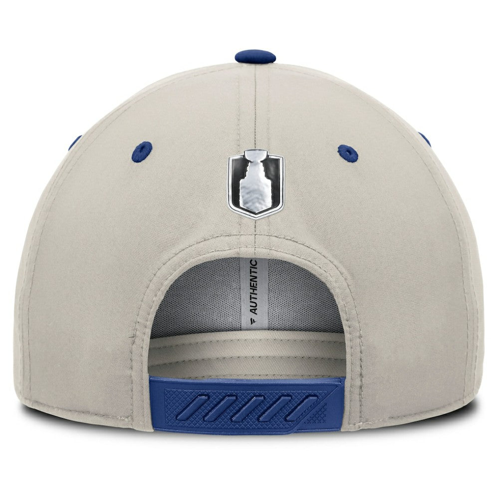 Edmonton Oilers - Fanatics 2025 Stanley Cup Playoffs Locker Room Trucker Adjustable Hat Royal/Gray