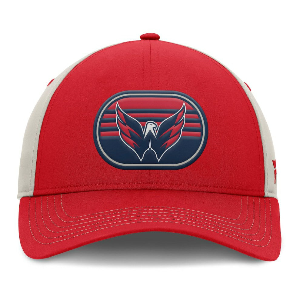 Washington Capitals Fanatics 2025 Stanley Cup Playoffs Locker Room Trucker Adjustable Hat Red/Gray