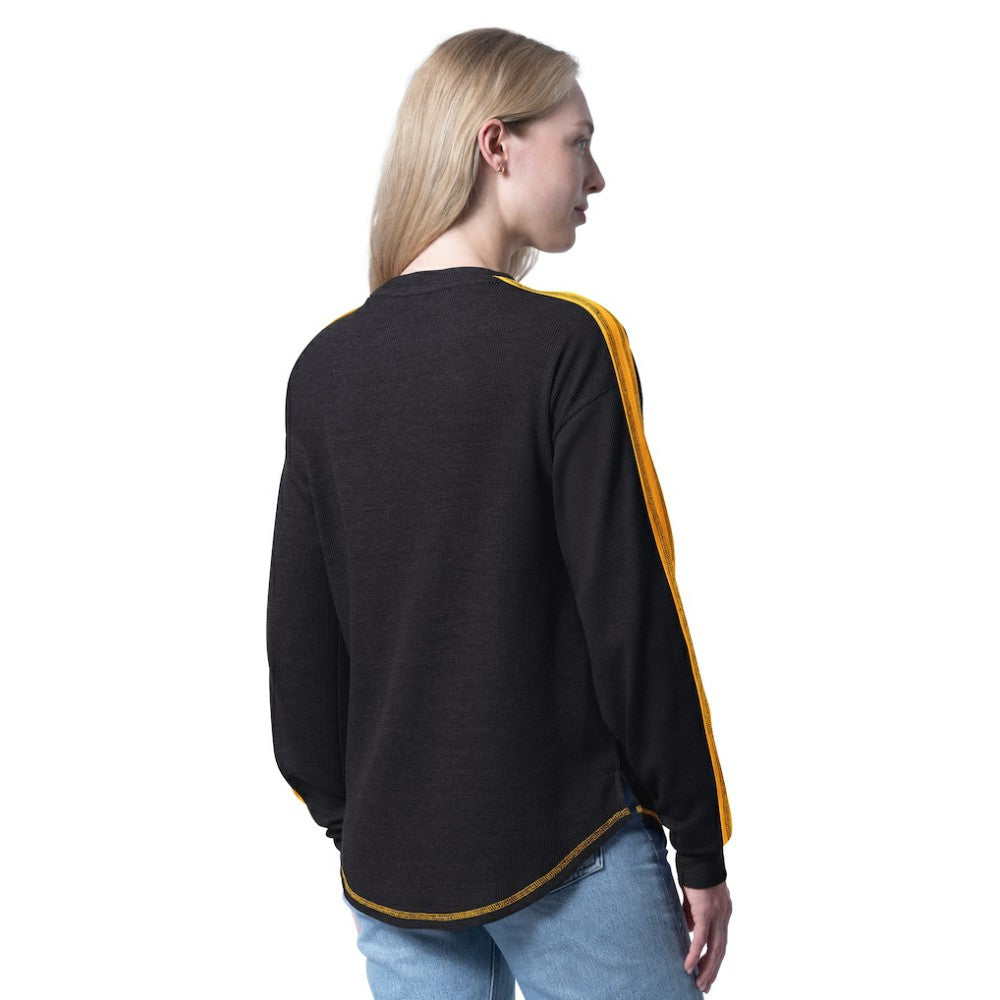 Boston Bruins G-III 4Her by Carl Banks Women's Advantage Thermal Long-Sleeve Tri-Blend T-Shirt Black