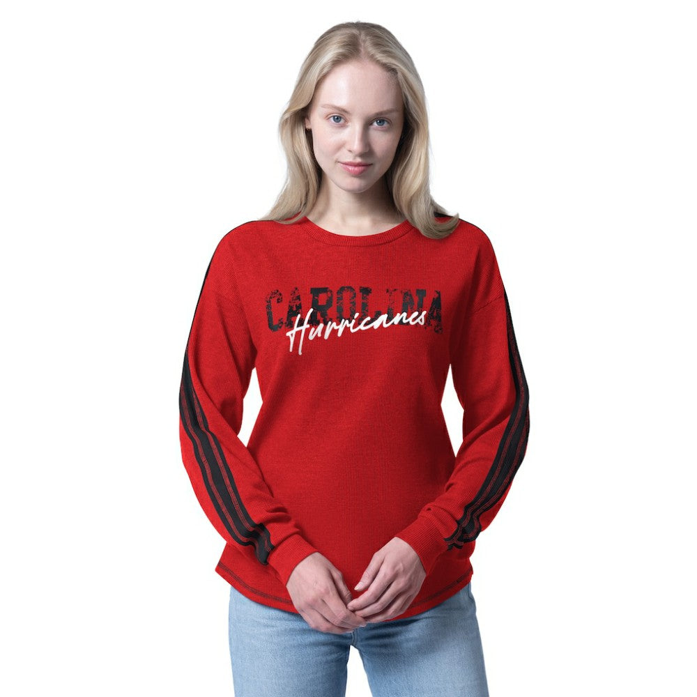 Carolina Hurricanes - G-III 4Her by Carl Banks Women's Advantage Thermal Long-Sleeve Tri-Blend T-Shirt Red