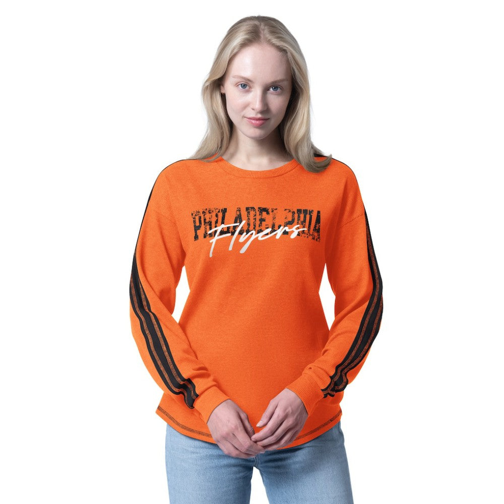 Philadelphia Flyers - G-III 4Her by Carl Banks Women's Advantage Thermal Long-Sleeve Tri-Blend T-Shirt Orange