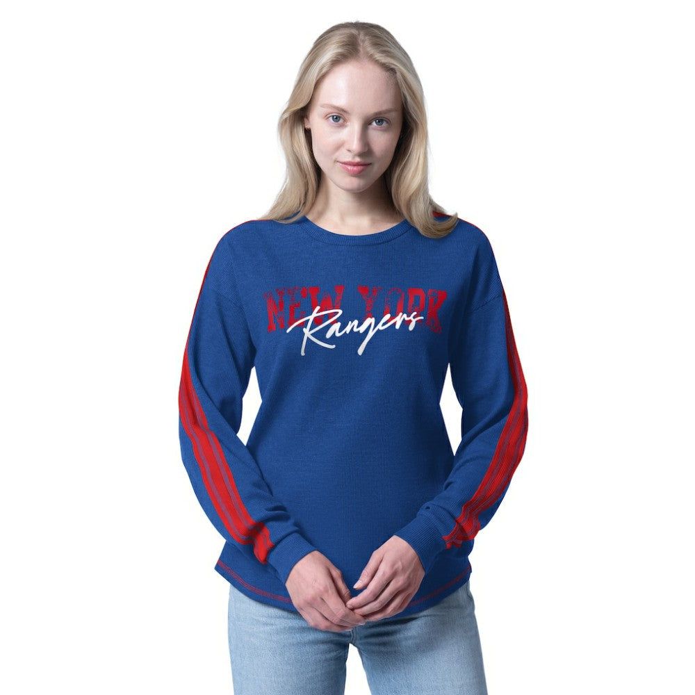 New York Rangers G-III 4Her by Carl Banks Women's Advantage Thermal Long-Sleeve Tri-Blend T-Shirt Blue