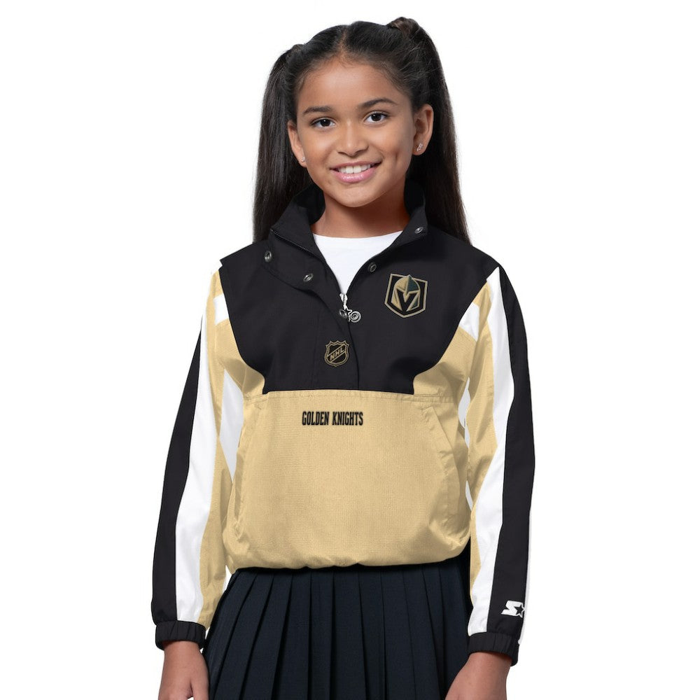Vegas Golden Knights Starter Girls Key Player Half Zip Jacket Black/Gold