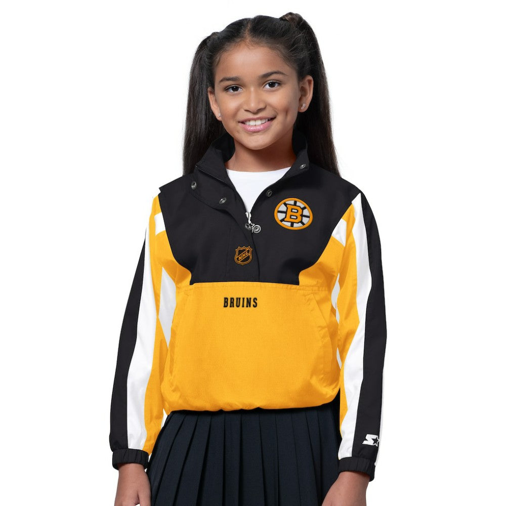 Boston Bruins Starter Girls Key Player Half Zip Jacket Black/Gold