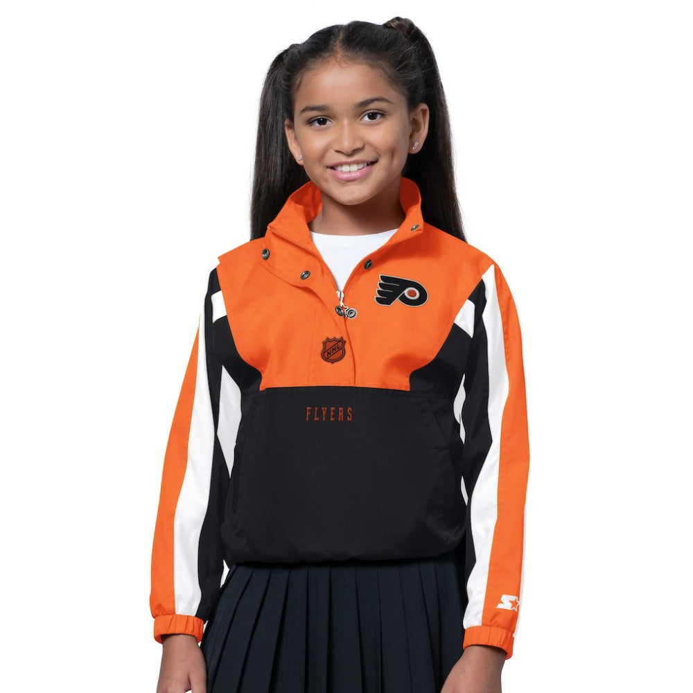 Philadelphia Flyers - Starter Girls Key Player Half Zip Jacket Orange/Black