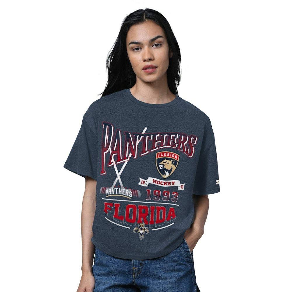 Florida Panthers - Starter Women's Oversized Hall of Fame T-Shirt Heather Navy