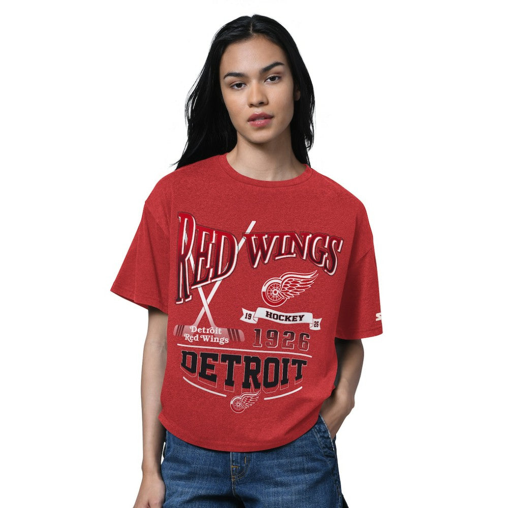 Detroit Red Wings - Starter Women's Oversized Hall of Fame T-Shirt Heather Red