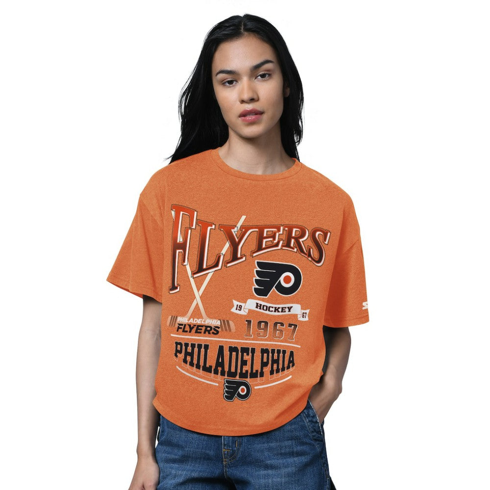 Philadelphia Flyers - Starter Women's Oversized Hall of Fame T-Shirt Heather Orange