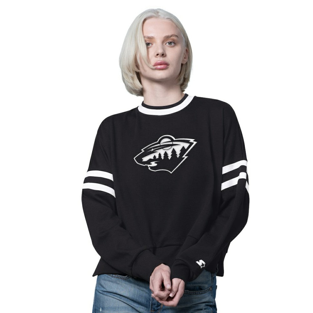 Minnesota Wild - Starter Women's Rally Fleece Cropped Sweatshirt Black