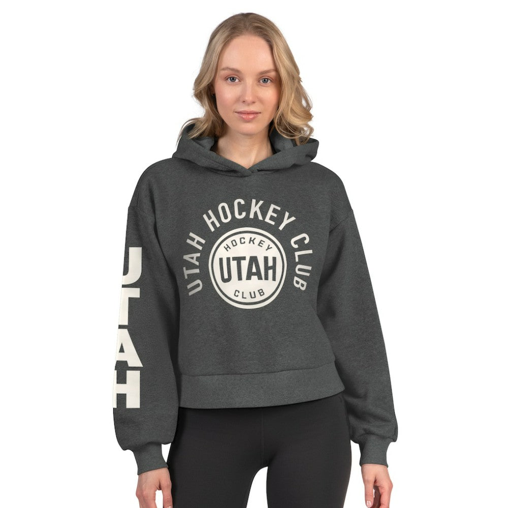 Utah Mammoth - Starter Women's Star Player Cropped Fleece Hoodie Heather Charcoal