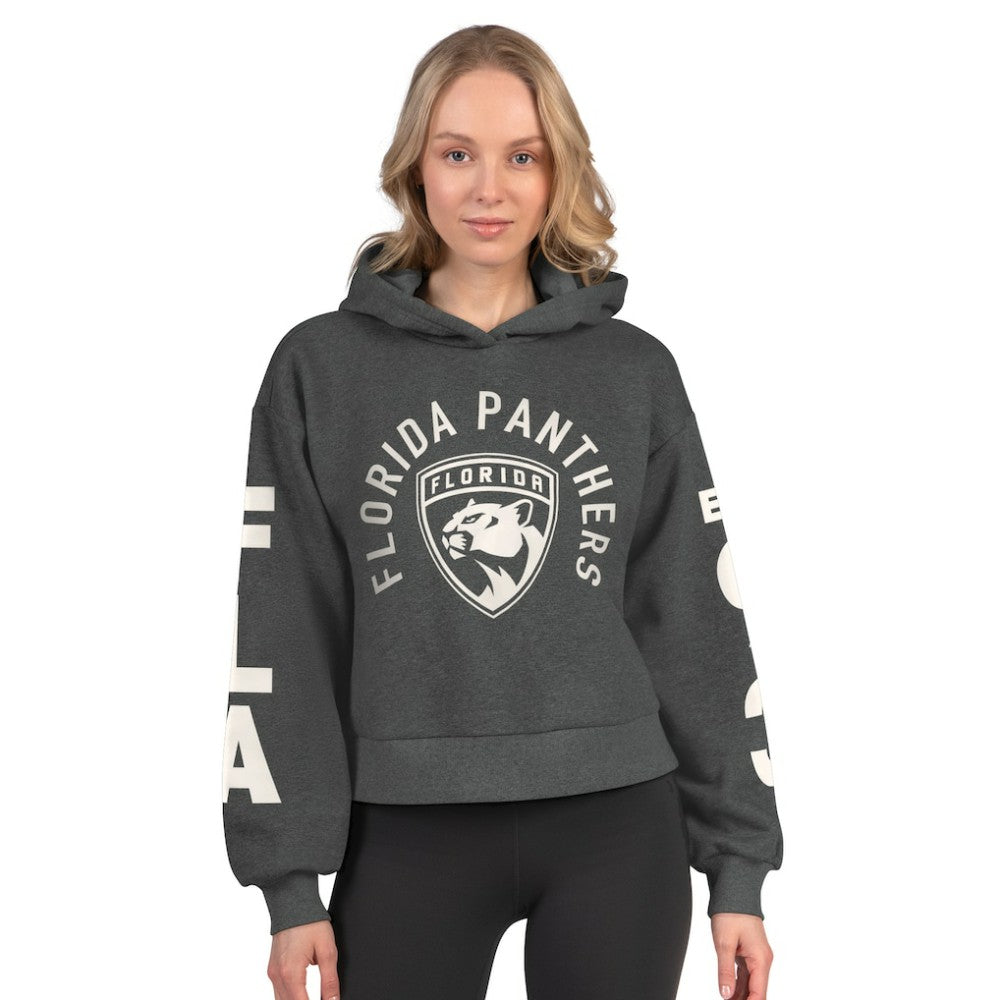 Florida Panthers - Starter Women's Star Player Cropped Fleece Hoodie Heather Charcoal
