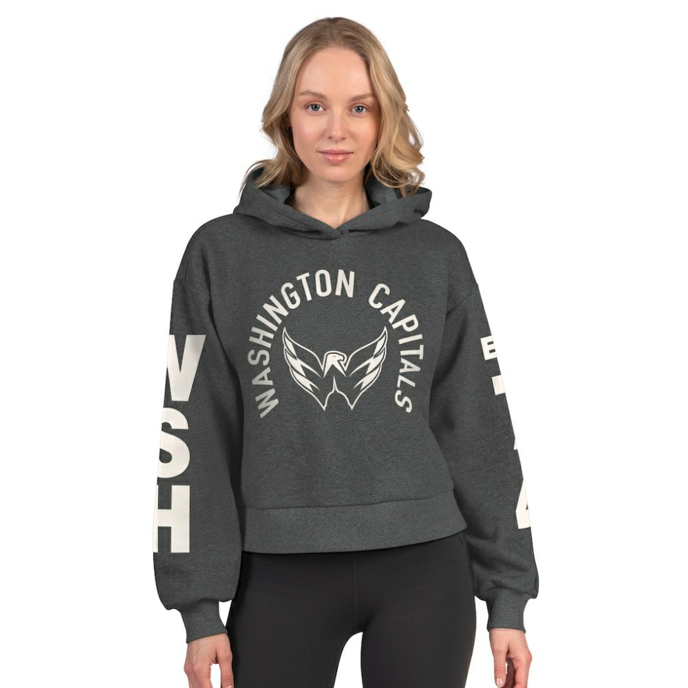 Washington Capitals Starter Women's Star Player Cropped Fleece Hoodie Heather Charcoal
