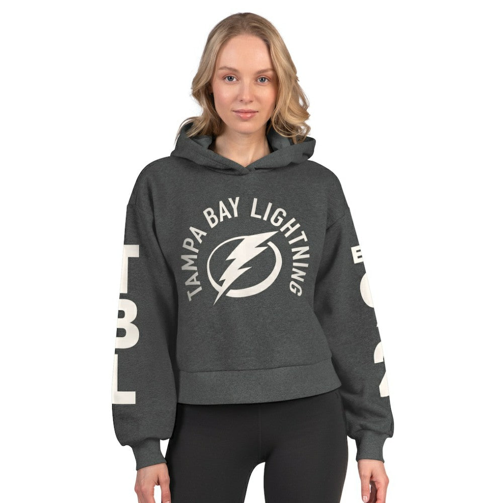 Tampa Bay Lightning - Starter Women's Star Player Cropped Fleece Hoodie Heather Charcoal