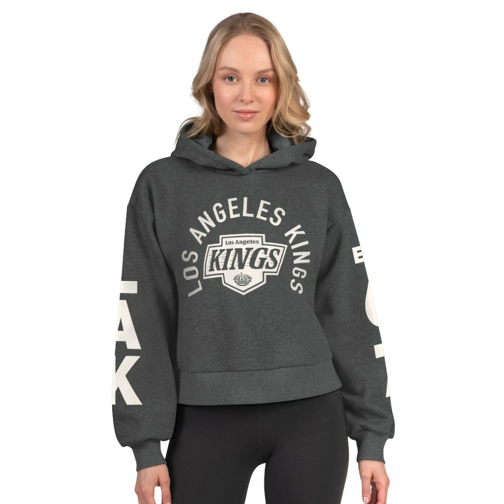 Los Angeles Kings - Starter Women's Star Player Cropped Fleece Hoodie Heather Charcoal