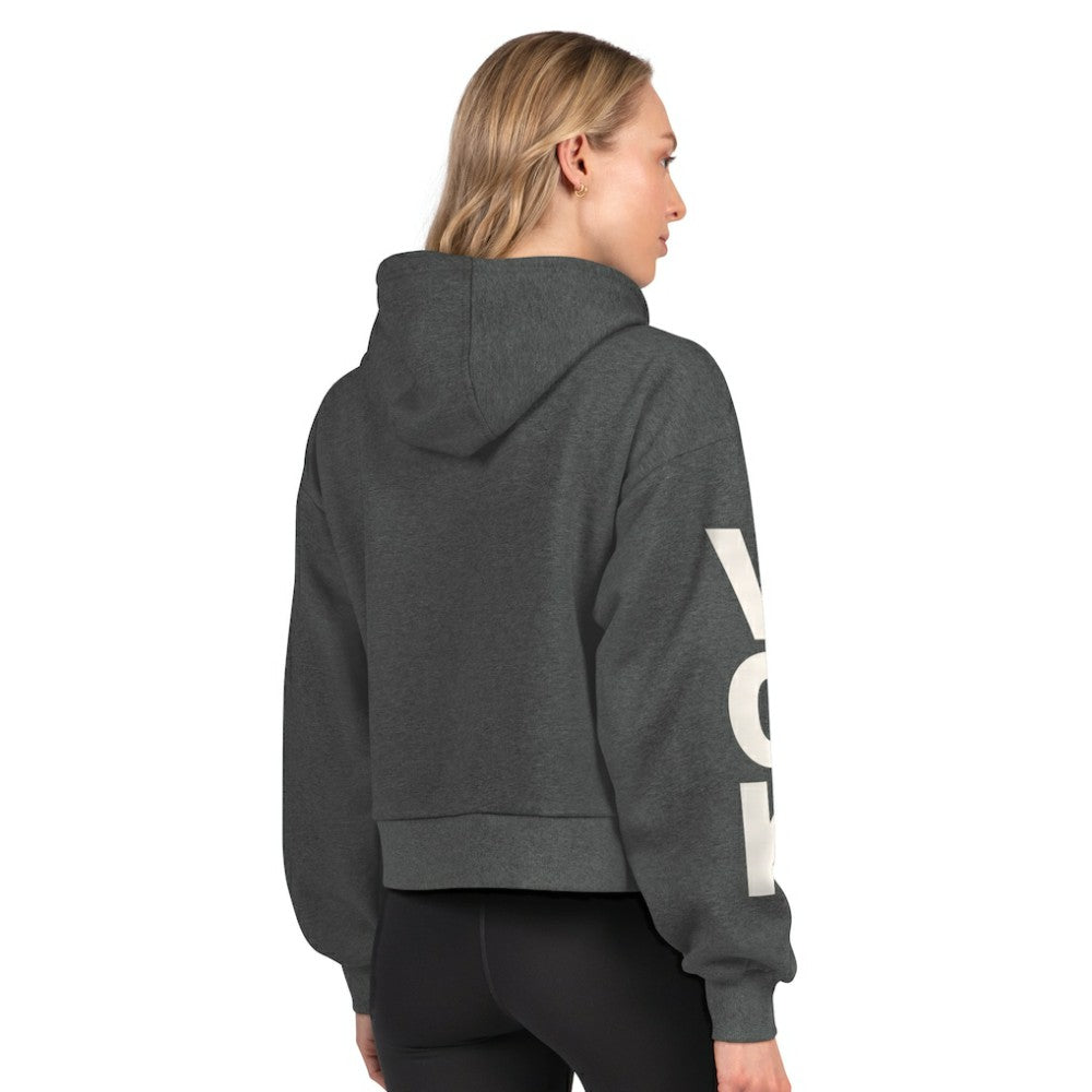 Vegas Golden Knights Starter Women's Star Player Cropped Fleece Hoodie Heather Charcoal