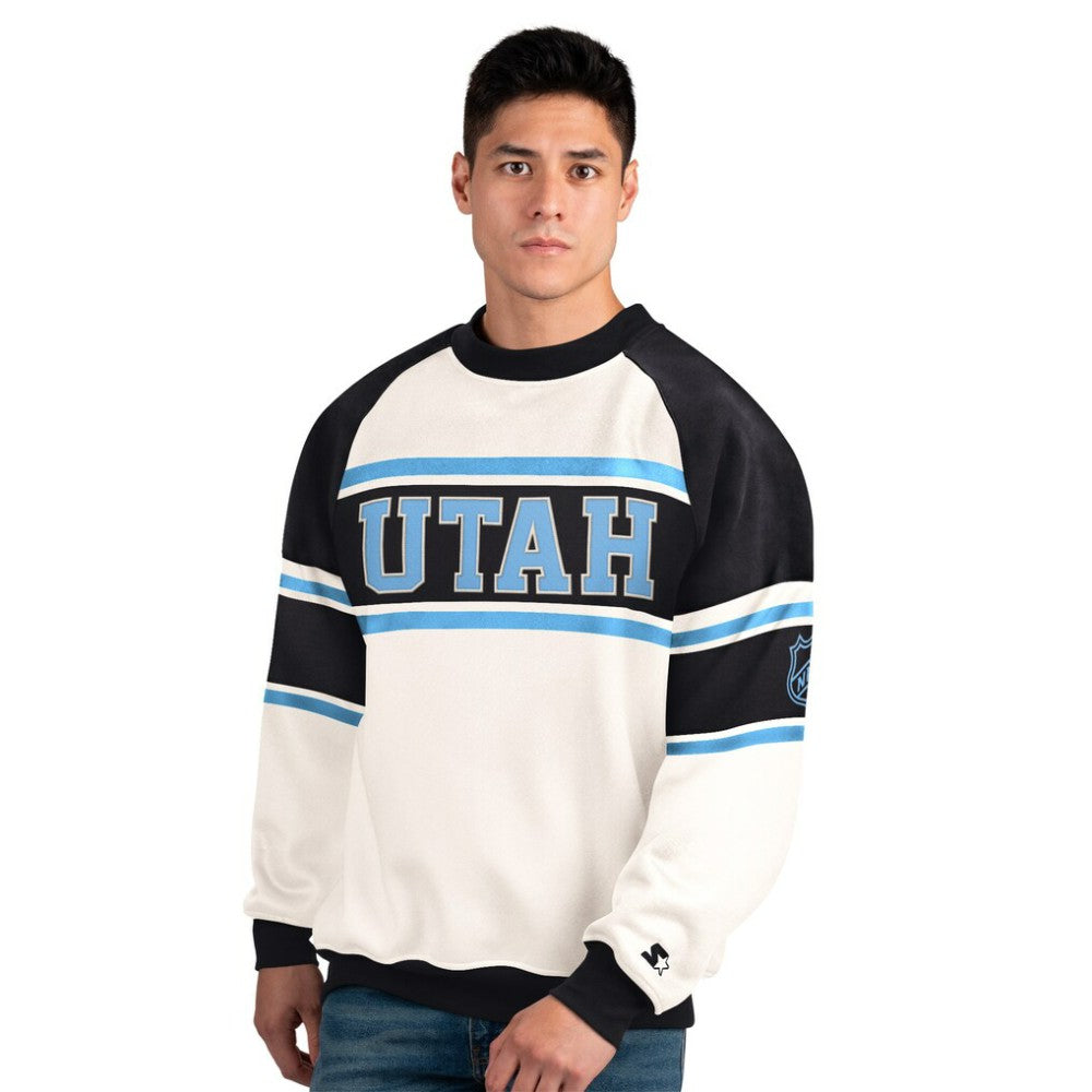 Utah Mammoth - Starter Male Adult Defense Fleece Crewneck Sweatshirt White