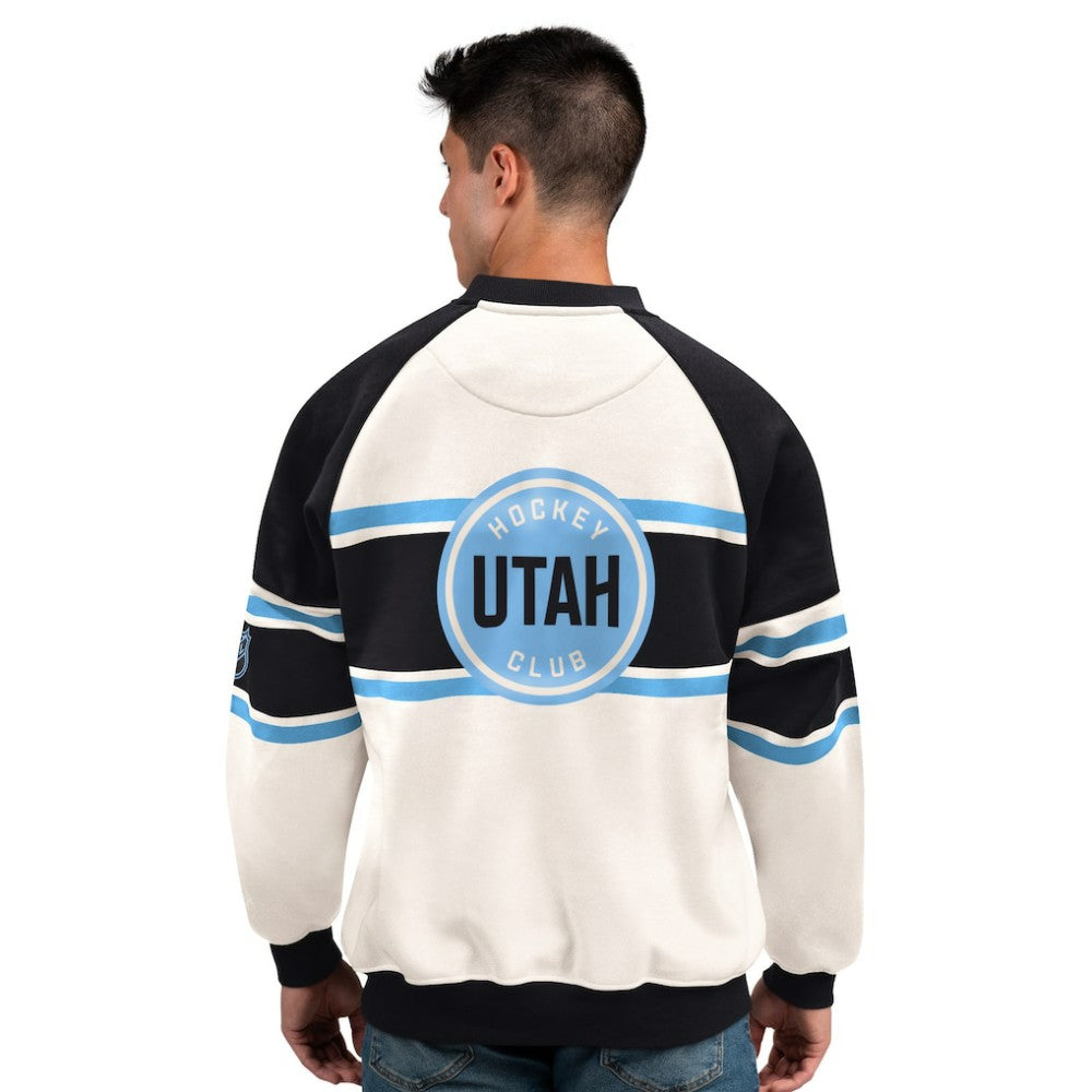 Utah Mammoth - Starter Male Adult Defense Fleece Crewneck Sweatshirt White