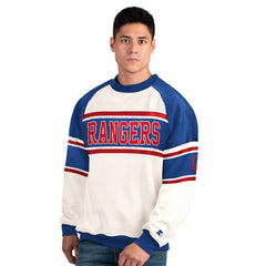 New York Rangers Starter Male Adult Defense Fleece Crewneck Sweatshirt White