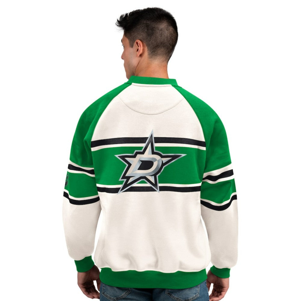 Dallas Stars - Starter Male Adult Defense Fleece Crewneck Sweatshirt White