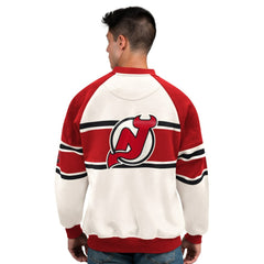 New Jersey Devils - Starter Male Adult Defense Fleece Crewneck Sweatshirt White