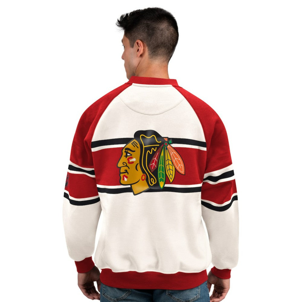Chicago Blackhawks Starter Male Adult Defense Fleece Crewneck Sweatshirt White