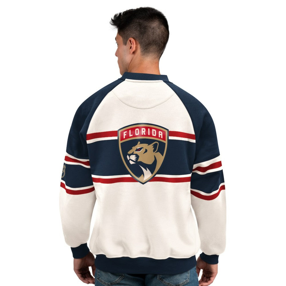 Florida Panthers - Starter Male Adult Defense Fleece Crewneck Sweatshirt White