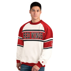 Detroit Red Wings - Starter Male Adult Defense Fleece Crewneck Sweatshirt White