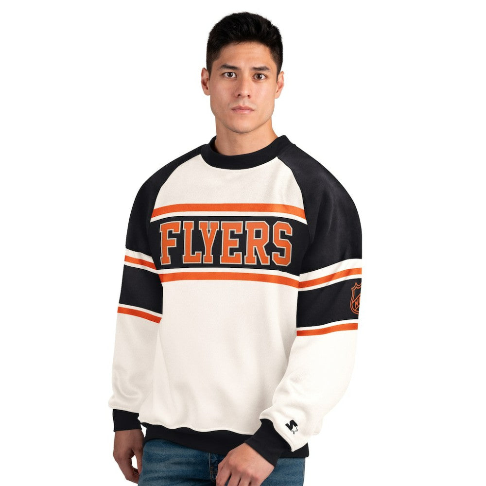 Philadelphia Flyers - Starter Male Adult Defense Fleece Crewneck Sweatshirt White