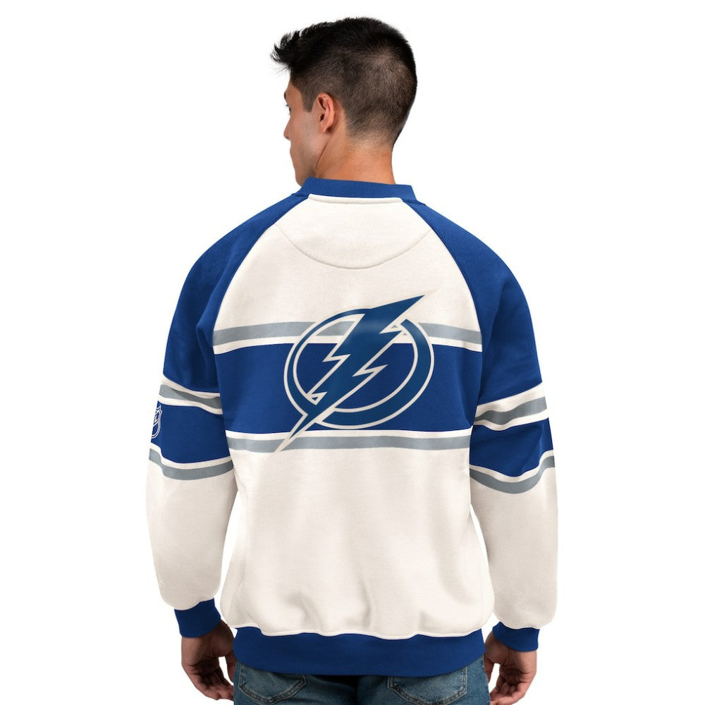 Tampa Bay Lightning - Starter Male Adult Defense Fleece Crewneck Sweatshirt White