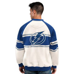 Tampa Bay Lightning - Starter Male Adult Defense Fleece Crewneck Sweatshirt White