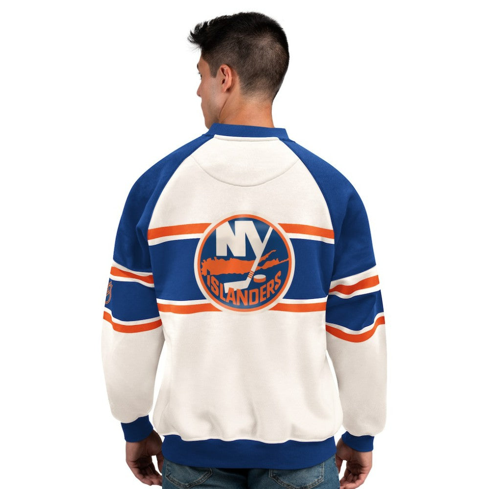 New York Islanders - Starter Male Adult Defense Fleece Crewneck Sweatshirt White