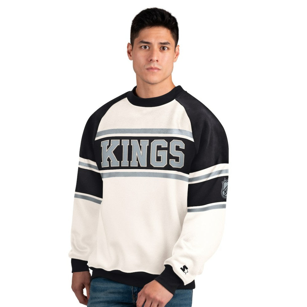Los Angeles Kings - Starter Male Adult Defense Fleece Crewneck Sweatshirt White