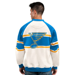 St. Louis Blues - Starter Male Adult Defense Fleece Crewneck Sweatshirt White