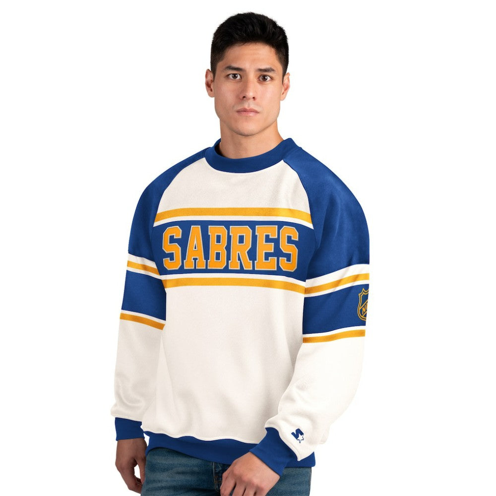 Buffalo Sabres - Starter Male Adult Defense Fleece Crewneck Sweatshirt White