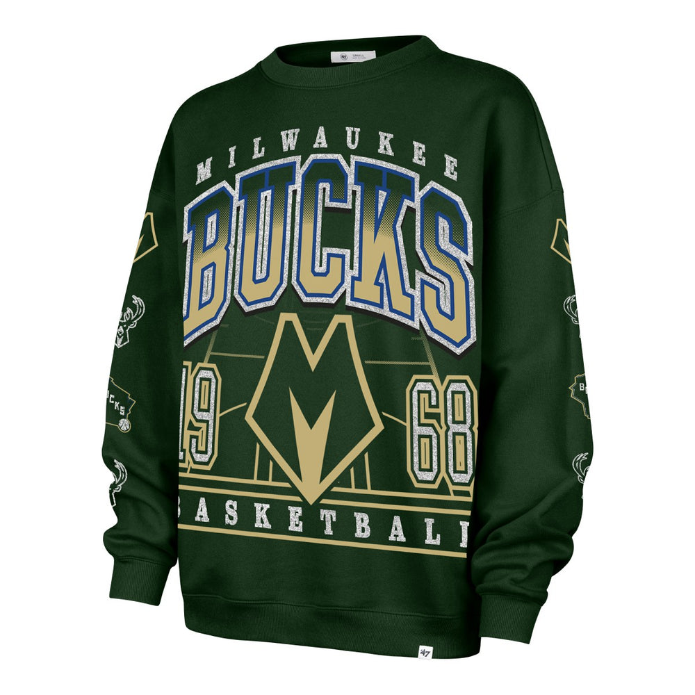 47 brand - Milwaukee Bucks '47 Women's 2025/26 City Edition Go Big Oversized Sweatshirt - Hunter Green