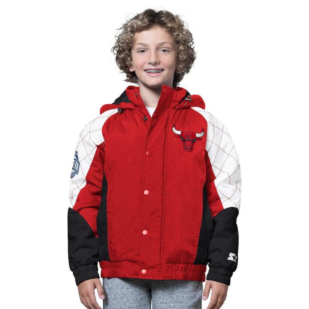 NBA - Chicago Bulls Starter Youth All Time Pro Jr. Full-Zip Hoodie Jacket - Red/Black