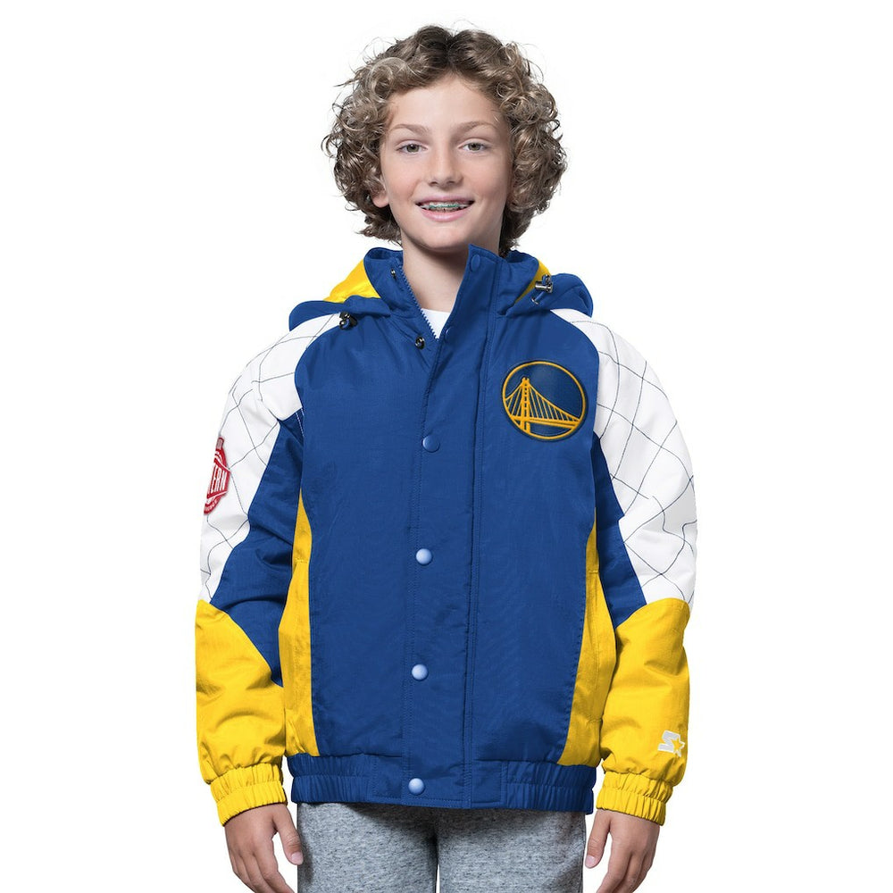 NBA - Golden State Warriors Starter Youth All Time Pro Jr. Full-Zip Hoodie Jacket - Royal/Gold