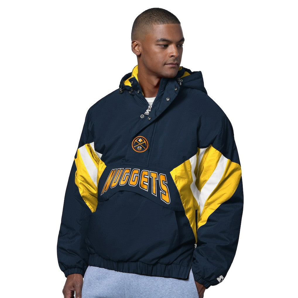 NBA - Denver Nuggets Starter The Line Up Oxford Crinkle Half-Zip Hooded Jacket - Navy
