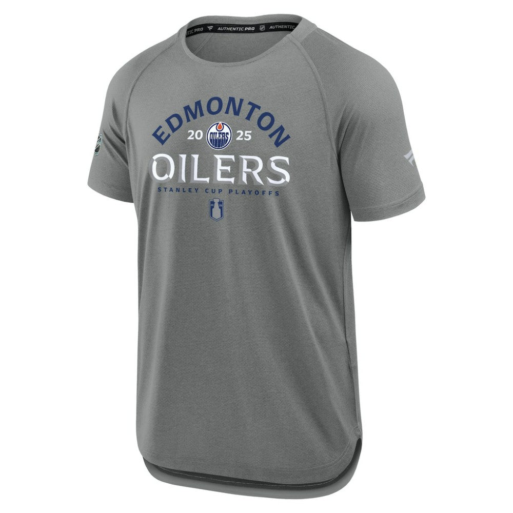 Edmonton Oilers - Fanatics 2025 Stanley Cup Playoffs Authentic Pro Rink Performance T-Shirt Heather Gray