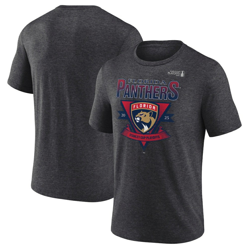 Florida Panthers - Fanatics 2025 Stanley Cup Playoffs Crossbar Tri-Blend T-Shirt Heather Charcoal