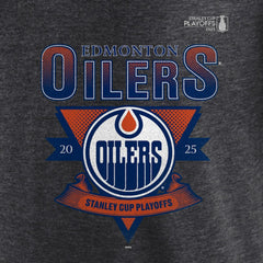Edmonton Oilers - Fanatics 2025 Stanley Cup Playoffs Crossbar Tri-Blend T-Shirt Heather Charcoal