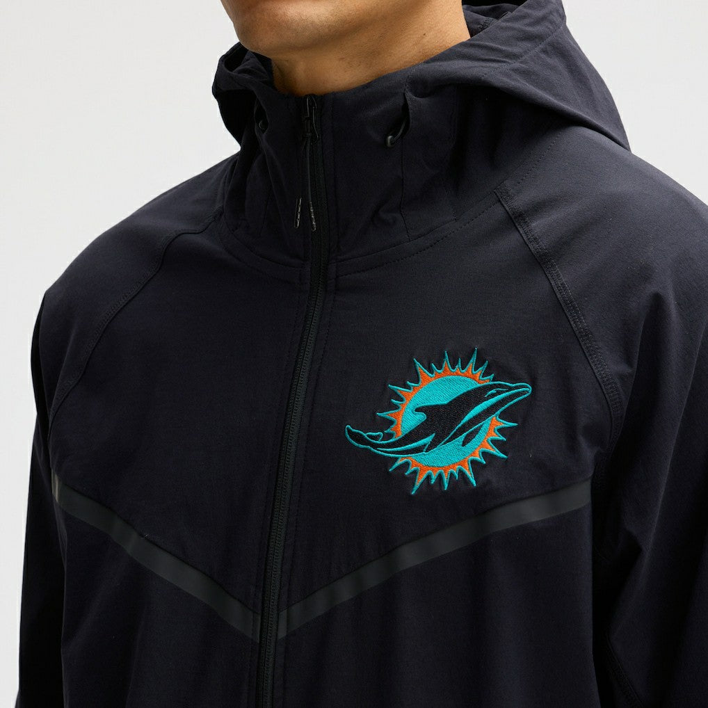 Miami Dolphins 2025 Rivalries Collection Tech Raglan Full-Zip Jacket Pitch Blue - Nike