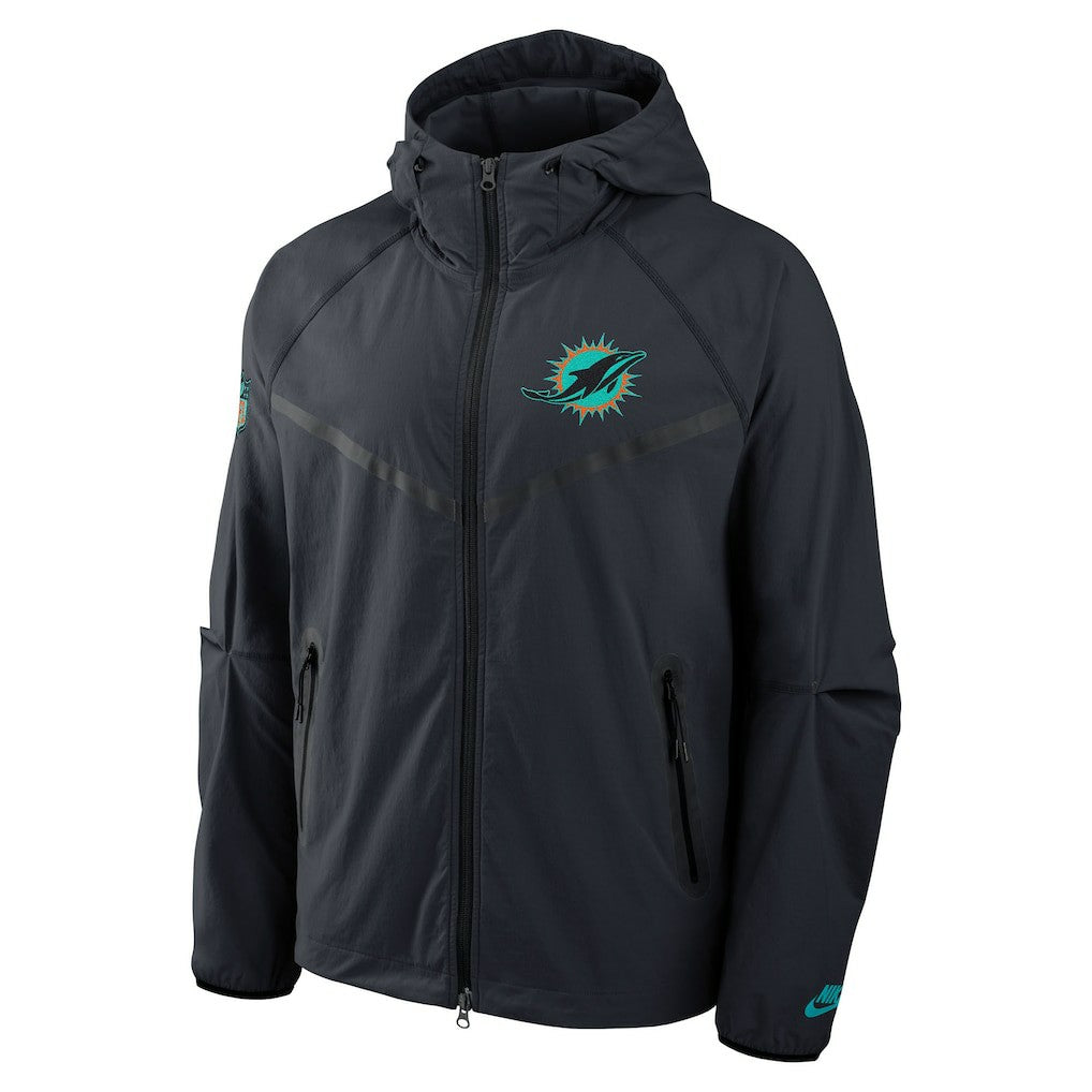 Miami Dolphins 2025 Rivalries Collection Tech Raglan Full-Zip Jacket Pitch Blue - Nike