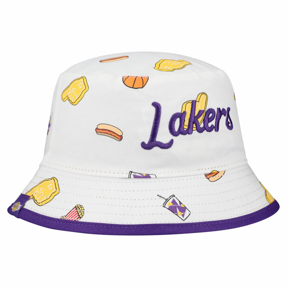 New Era - Los Angeles Lakers Team Cheer Reversible Bucket Hat - White